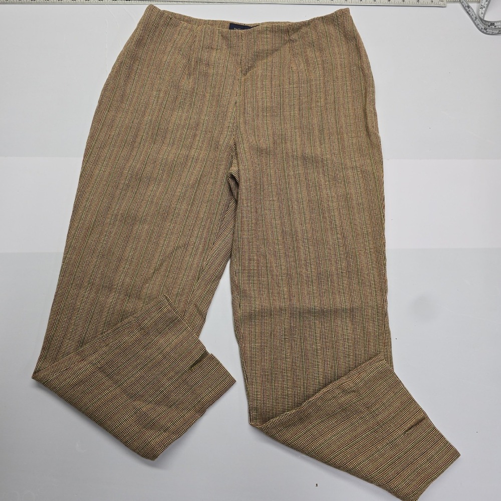 Piazza Sempione Womens IT 44 Brown Plaid Wool Blend Straight Leg Pants Italy